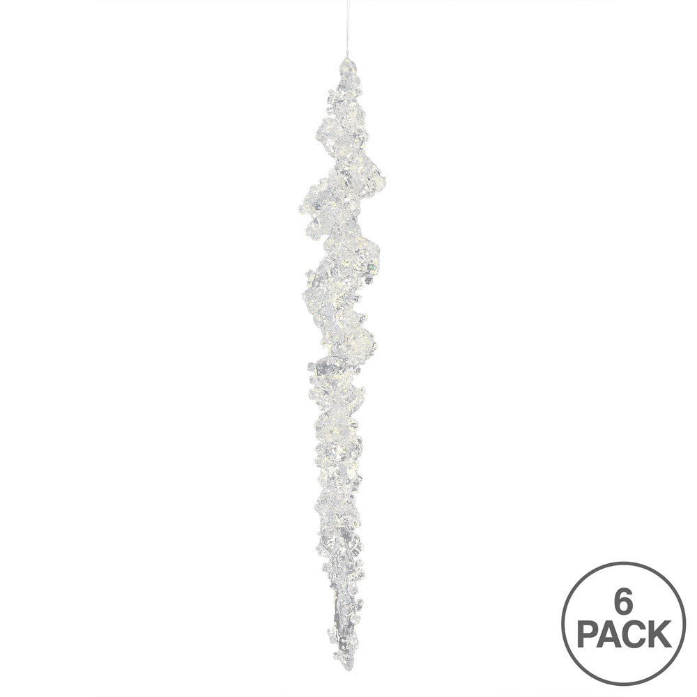 Vickerman 10" Clear Icicle Christmas Ornament 6 per Bag