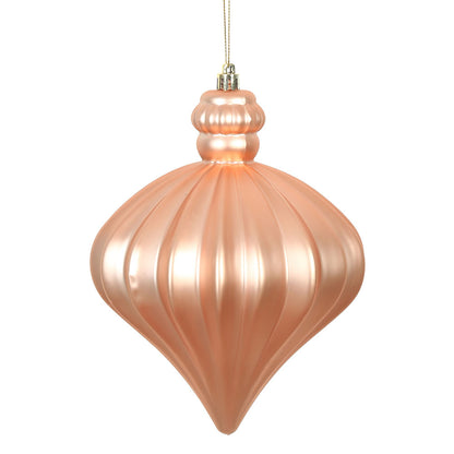 Vickerman 6" Rose Gold Matte Onion Drop Christmas Ornament 4 per Bag