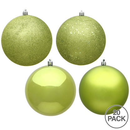 Vickerman 2.75" Lime 4-Finish Ball Ornament Assortment 20 per Box