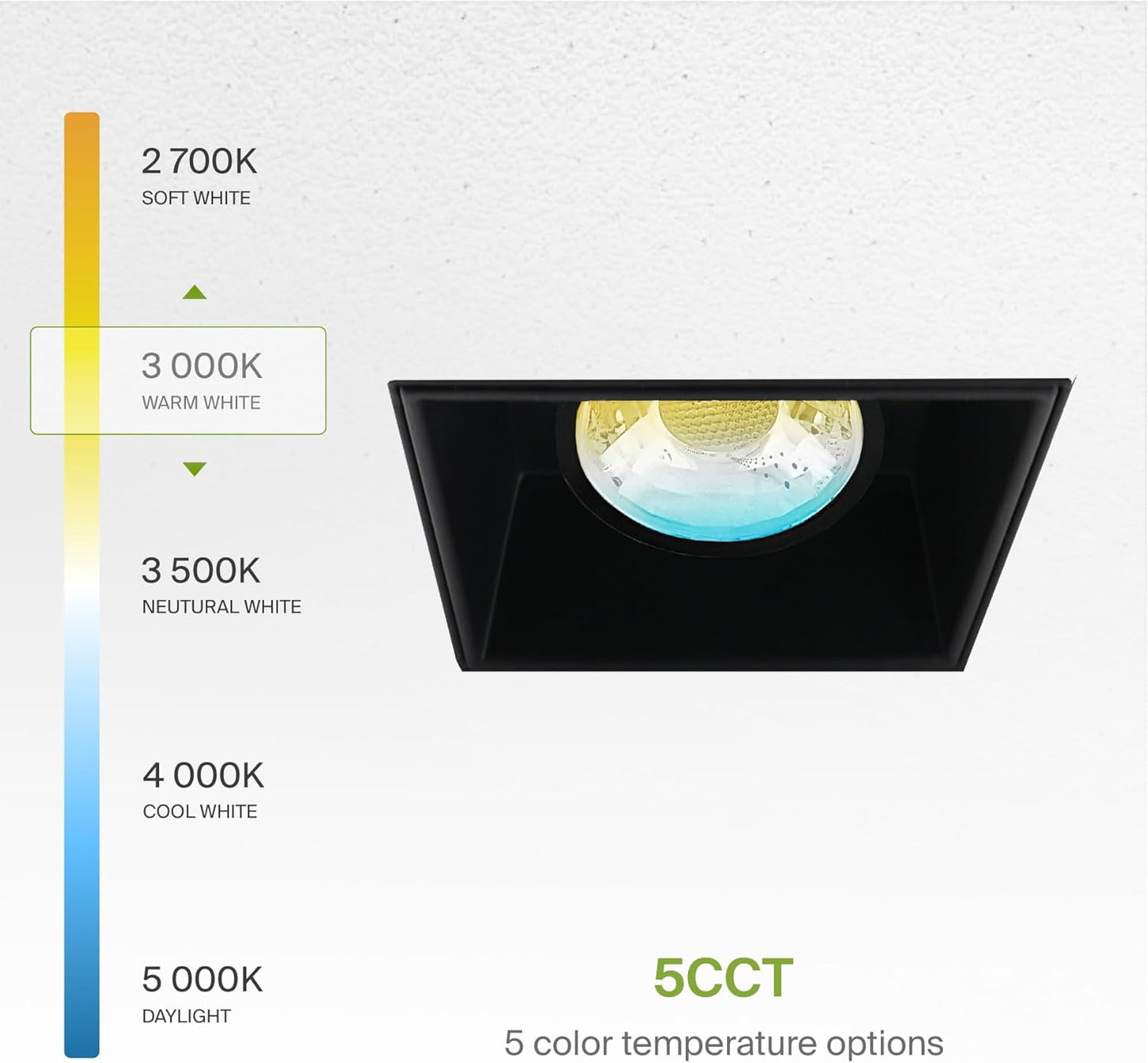 ASD Lighting LED Trimless Downlight Gimbal Square 2inch 8W 120V Triac 2700/3000/3500/4000/5000K Black ETL