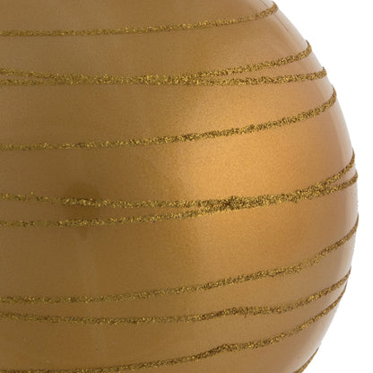 Vickerman 6" Honey Gold Candy Finish Ball Ornament with Glitter Lines 3 per Bag