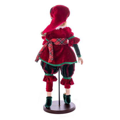 Vickerman 18" Red Plaid Christmas Fairy Girl with Stand.