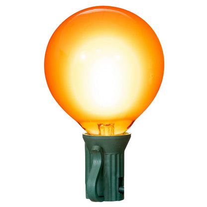 Vickerman 15Lt Amber LED Glass G50-E12 Filament End-Connecting Set with Green 20AWGXTW Wire and 6"x12"x6" Bulb Spacing. 120V-.6W.  UL Approved.