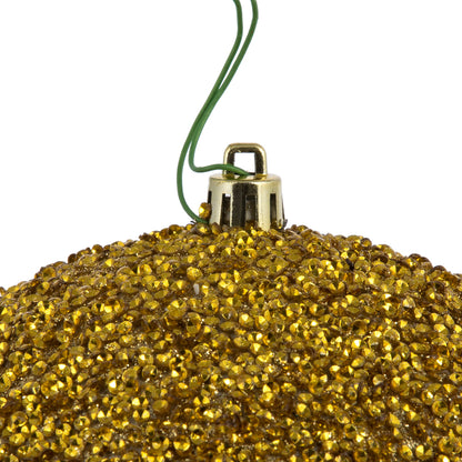 Vickerman 6" Gold Beaded Ball Ornament 4 per Bag