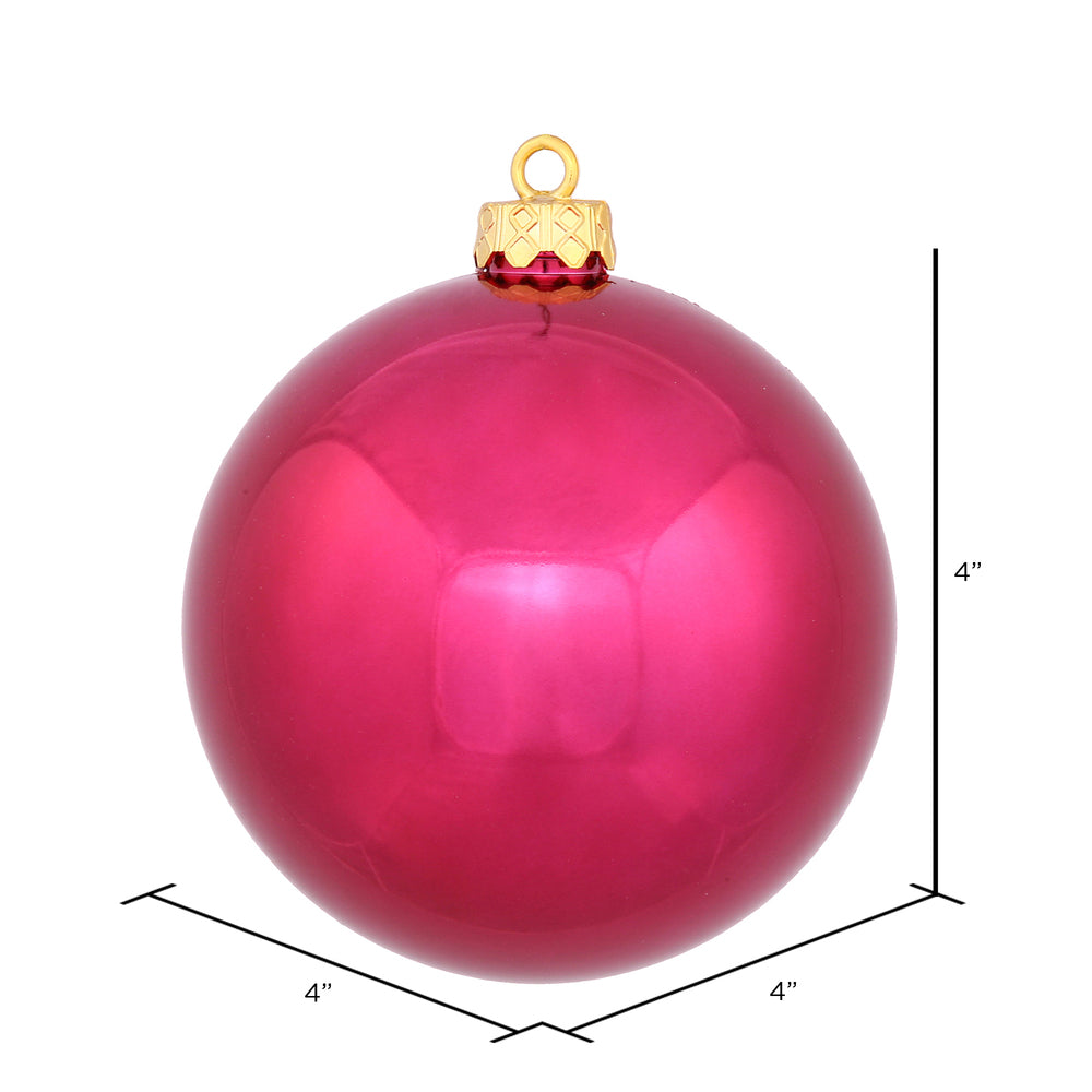 Vickerman 4" Wine Shiny Ball Ornament 6 per Bag