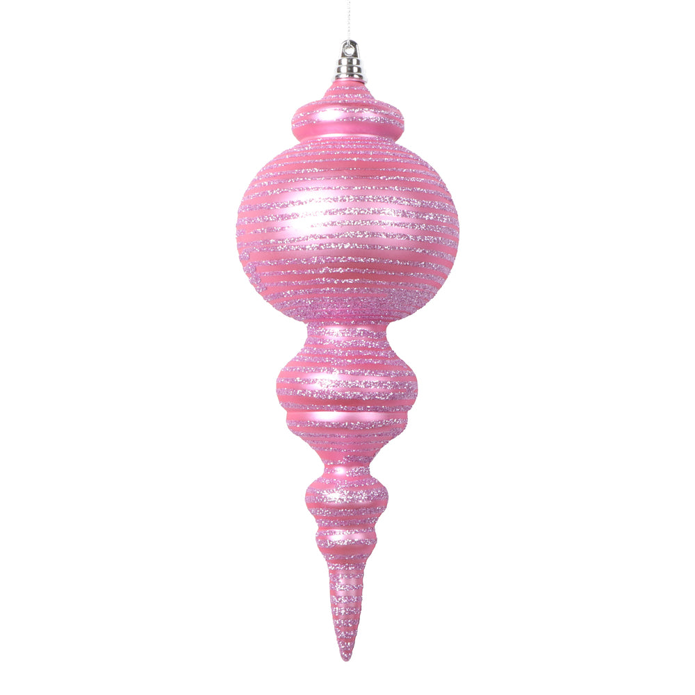 Vickerman 10" Matte Pink Finial Ornament 2 per bag.