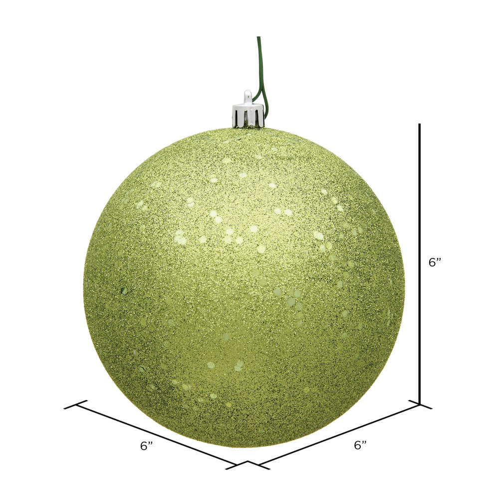 Vickerman 6" Lime Sequin Ball Ornament 4 per Bag