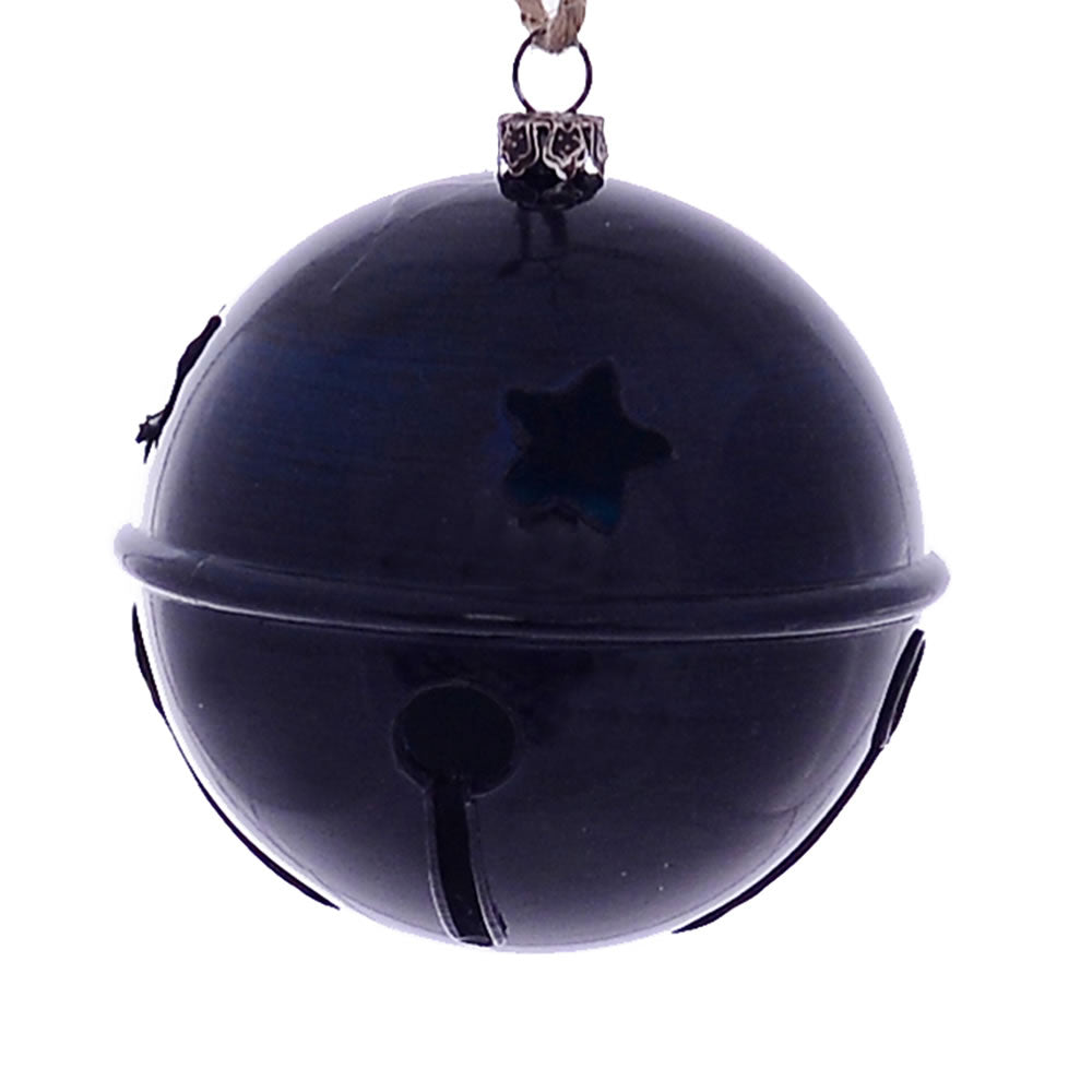 Vickerman 3" Midnight Blue Wood Grain Bell Ornament. These ornaments are the perfect addition to any holiday decorating project. They features a light wood grain pattern. Includes 6 pieces per pack.