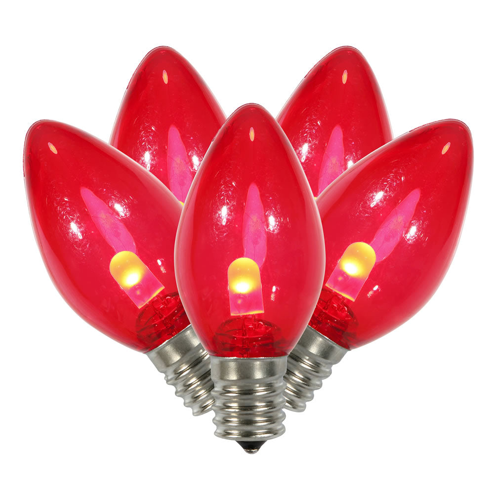 Vickerman C7 Transparent Plastic LED Red Dimmable Bulb 25 per bag