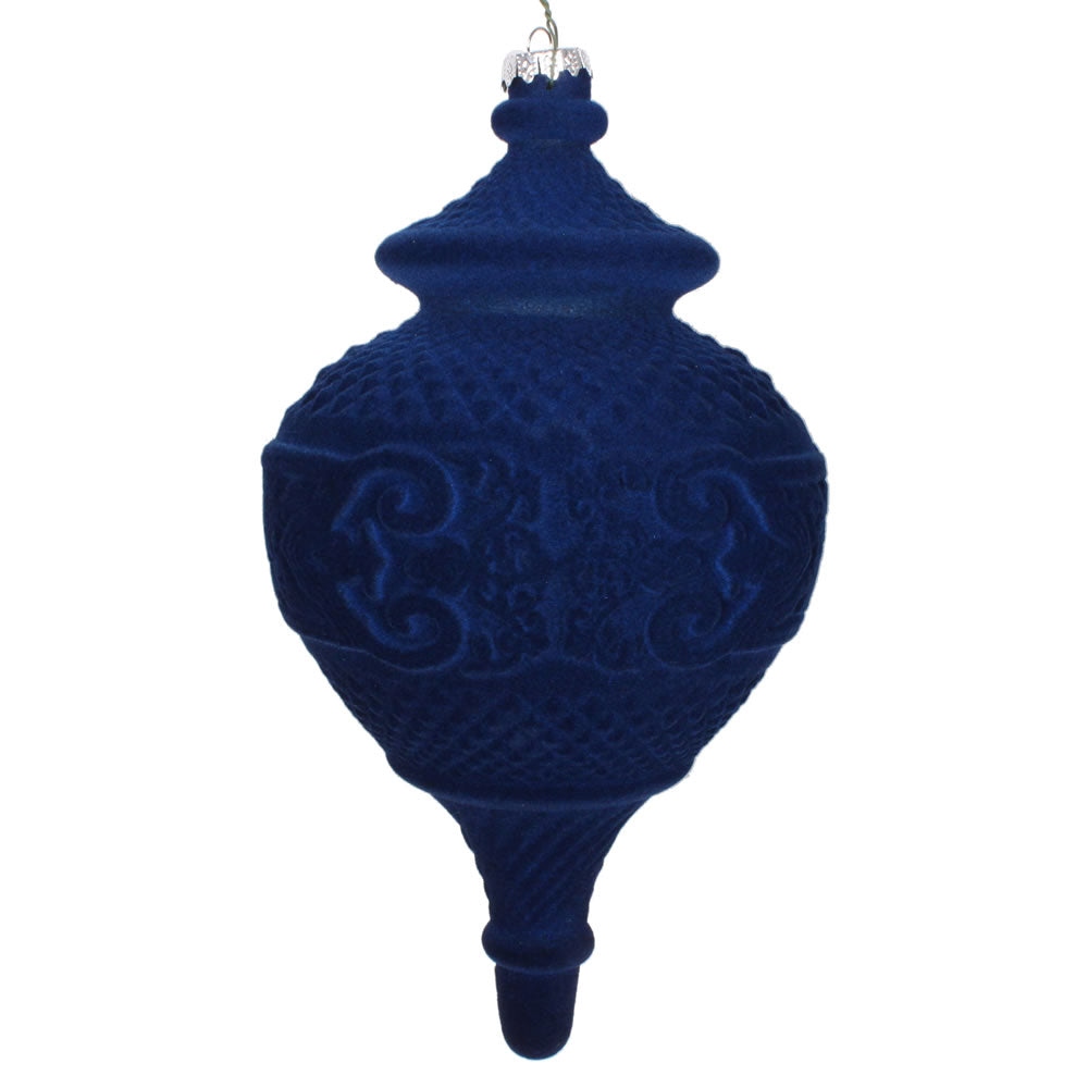 Vickerman 10.5" Midnight Blue Flocked Finial Ornament