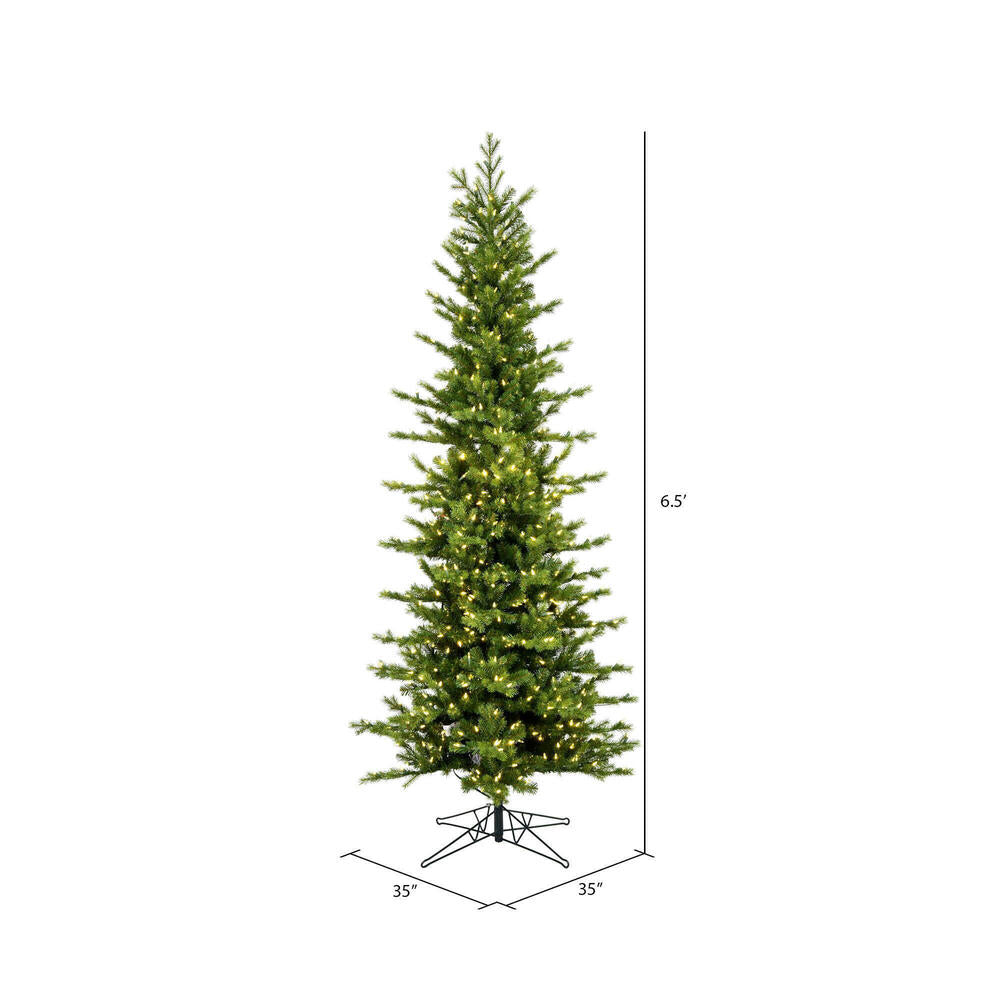 Vickerman 6.5' x 35" Moutauk Pine Artificial Christmas Pencil Tree with Warm White LED Lights