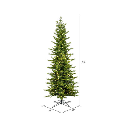 Vickerman 6.5' x 35" Moutauk Pine Artificial Christmas Pencil Tree with Warm White LED Lights