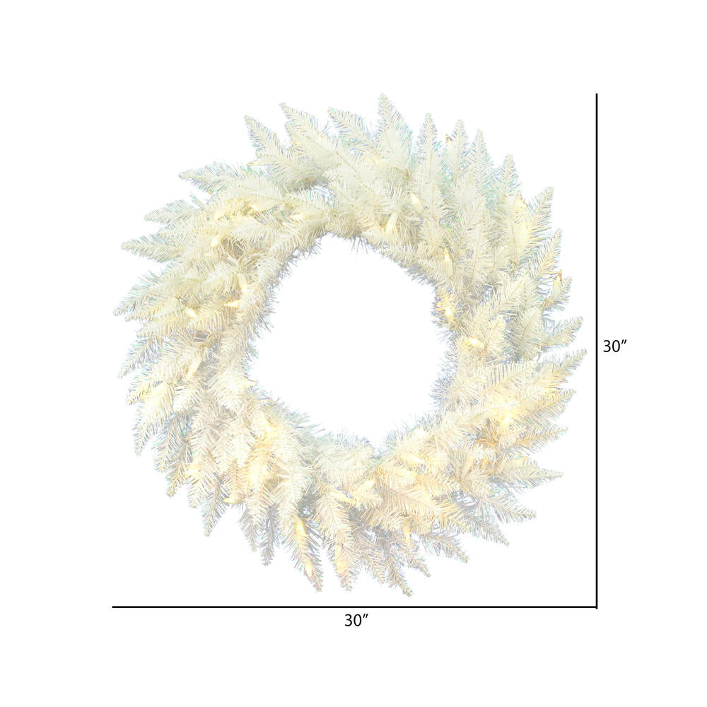 Vickerman 30" Sparkle White Spruce Artificial Christmas Wreath Pure White LED Lights