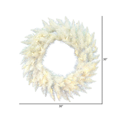 Vickerman 30" Sparkle White Spruce Artificial Christmas Wreath Pure White LED Lights