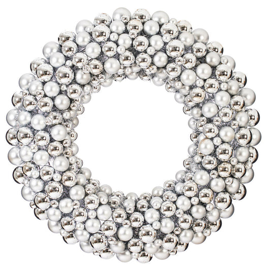 Vickerman 36" Silver Shiny and Matte Ball Wreath