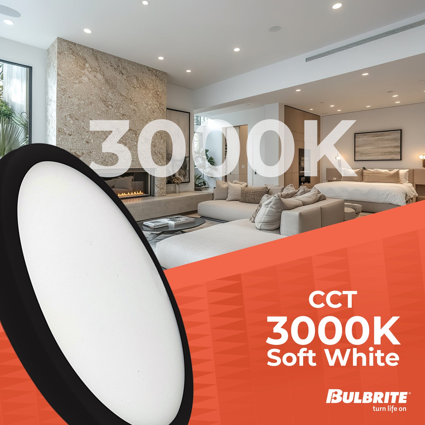 Bulbrite 773605 7 in.Round 10.3-Watt 3000K LED Flush Mount Light, 1150 Lumens, Black