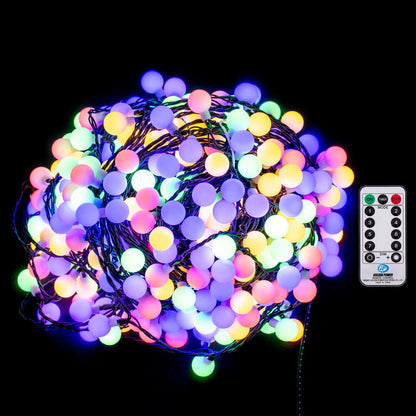 Vickerman 400 Light Multicolor LED Indoor/Outdoor 8 Function Cherry Light Set with Remote Control.
