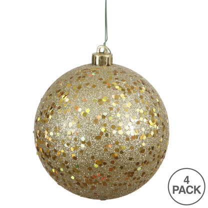 Vickerman 4.75" Gold Sequin Ball Ornament 4 per Bag