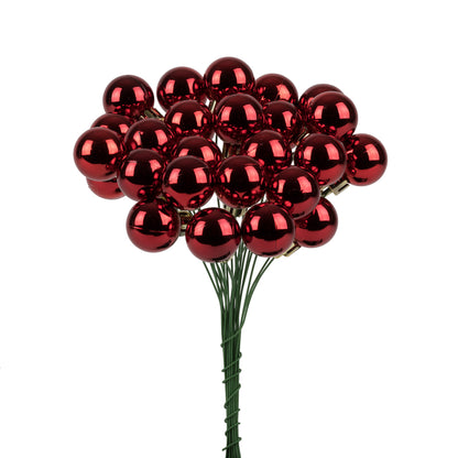 Vickerman 6" Red Shiny Ball Ornament Christmas Pick Pack of 2