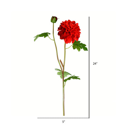 Vickerman 24" Artificial Red Dahlia Stem Set of 3
