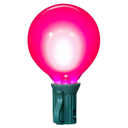 Vickerman 15Lt Pink LED Glass G50-E12 Filament End-Connecting Set with Green 20AWGXTW Wire and 6"x12"x6" Bulb Spacing. 120V-.6W.  UL Approved.