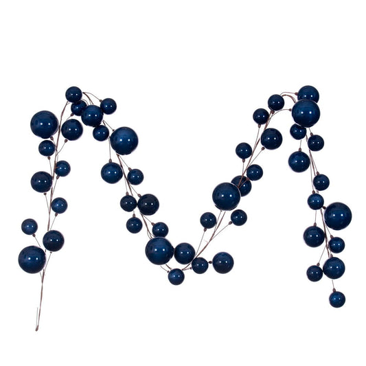 Vickerman 10' Midnight Blue Pearl Branch Ball Wire Garland.