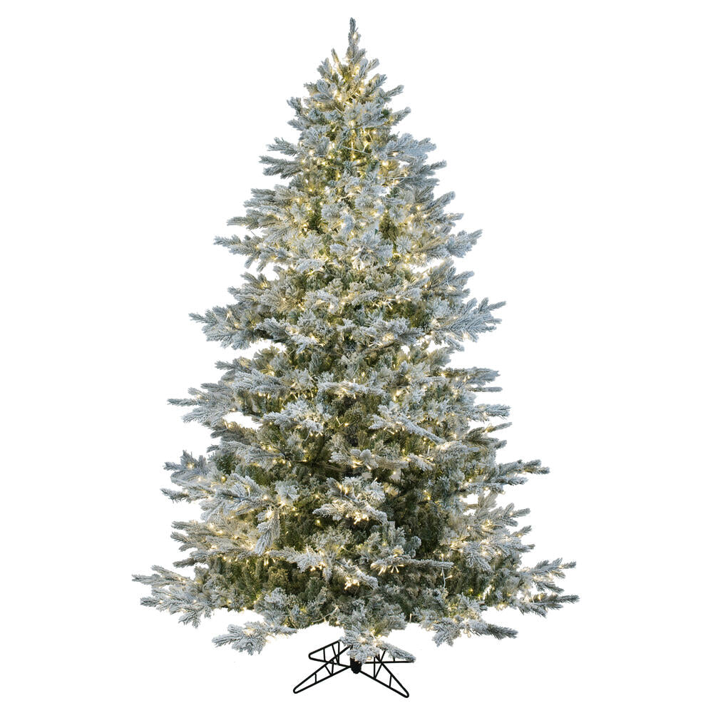 Vickerman 6.5' x 54" Flocked Kiana Christmas Tree Low Voltage LED Warm White Lights.