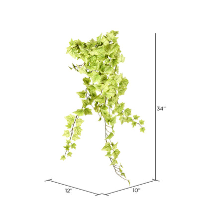 Vickerman 34" Artificial Light Green Ivy Hanging Bush.