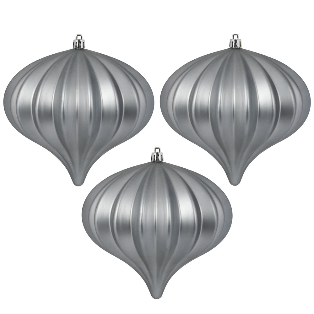 Vickerman 5.7" Pewter Matte Onion Christmas Ornament UV treated Set of 3