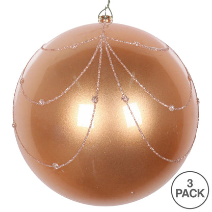 Vickerman 6" Café Latte Candy Finish Curtain Ornament with Glitter Accents 3 per Bag