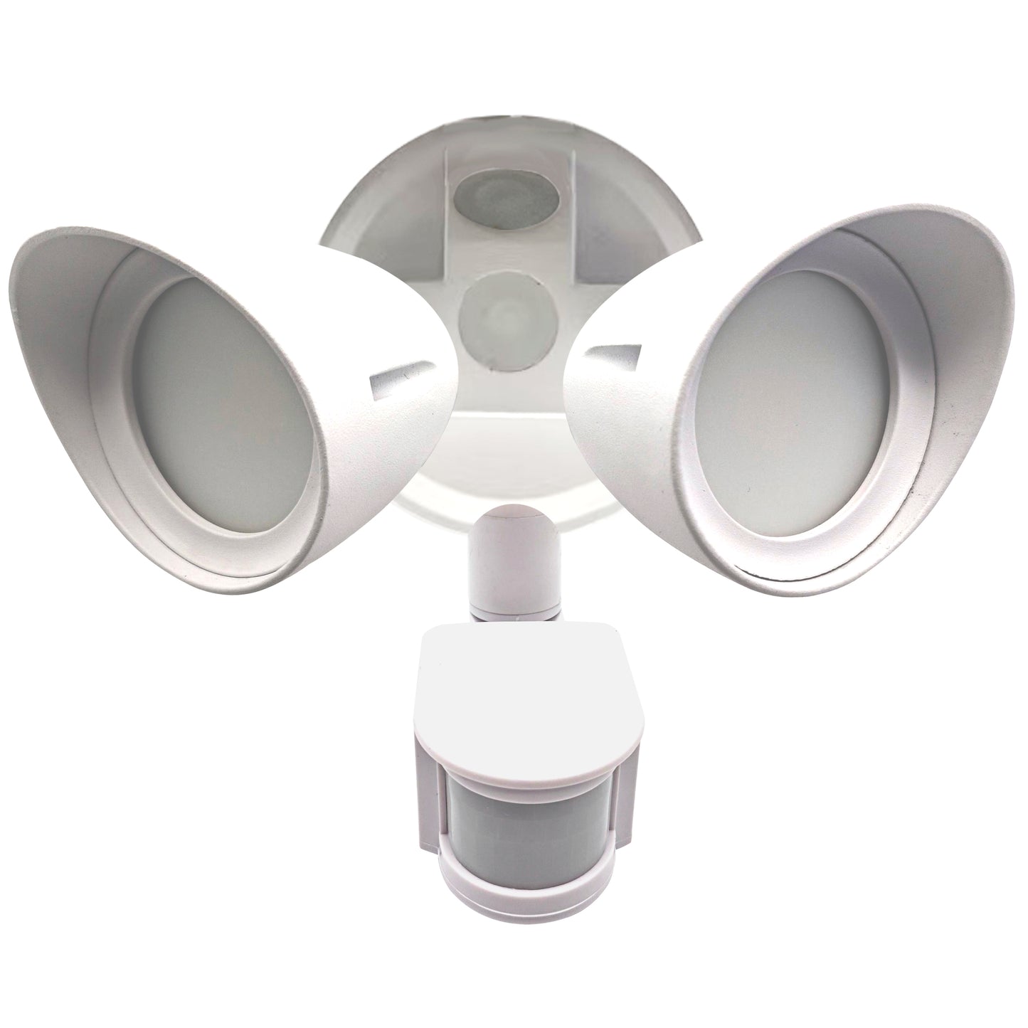 Bulbrite 773702 Motion Sensor / Dusk-To-Dawn Wired Outdoor 2-Head LED Security Flood Light, White