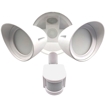 Bulbrite 773702 Motion Sensor / Dusk-To-Dawn Wired Outdoor 2-Head LED Security Flood Light, White