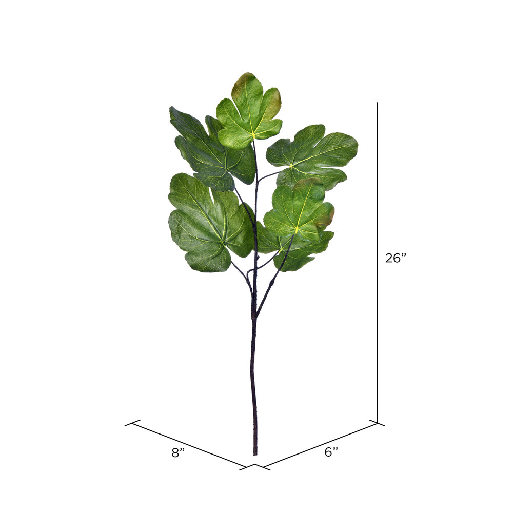 Vickerman 26" Artificial Green Fig Leaf Spray. Includes 3 sprays per pack.