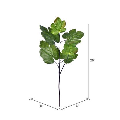 Vickerman 26" Artificial Green Fig Leaf Spray. Includes 3 sprays per pack.