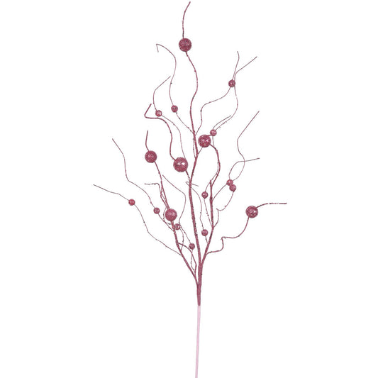 Vickerman 37" Mauve Glitter Ball Artificial Christmas Spray. Includes 6 sprays per pack.