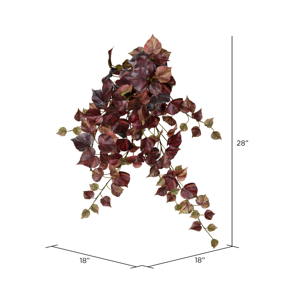 Vickerman 28" Artificial Burgundy Grape Leaf Hanging Bush Pack of 2
