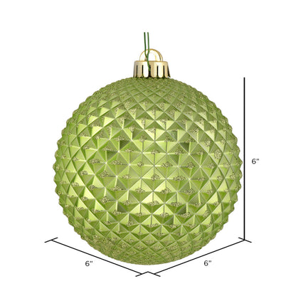 Vickerman 6" Celadon Durian Glitter Ball Ornament 4 per Bag