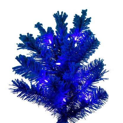 Vickerman 4.5' x24" Flocked Turquoise Fir Artificial Pre-lit Christmas Tree Turquoise LED Lights.