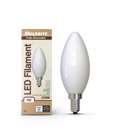 Bulbrite 776986 6.5W LED B11 2700K FILAMENT MILKY FULLY COMPATIBLE DIMMING