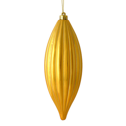 Vickerman 8" Honey Gold Shiny Line Finial Ornament Pack of 4