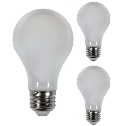 Damar A19 LED Light Bulb 7W 720 Lumen E26 Medium Base 2700K Warm White for Bedroom Living Room Lamp Home Light Bulb 120V Dimmable CRI80 360° Beam Angle Dry/Damp Location White Finish Pack of 3