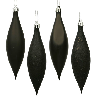Vickerman 5.5" Black Finial Drop Christmas Ornament Assorted 4 Finish 8 per Pack