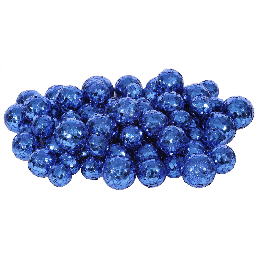 Vickerman 20MM/25MM/30MM Blue Glitter Polystyrene Ball Christmas Ornament 72 per Bag