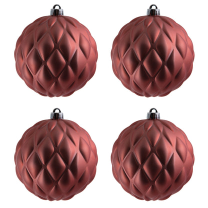 Vickerman 6" Coral Matte Round Pine Cone Ornament with drilled and wired caps. Comes 4/bag.