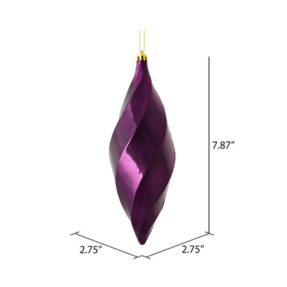 Vickerman 8" Lilac Shiny Swirl Finial Ornament Pack of 6
