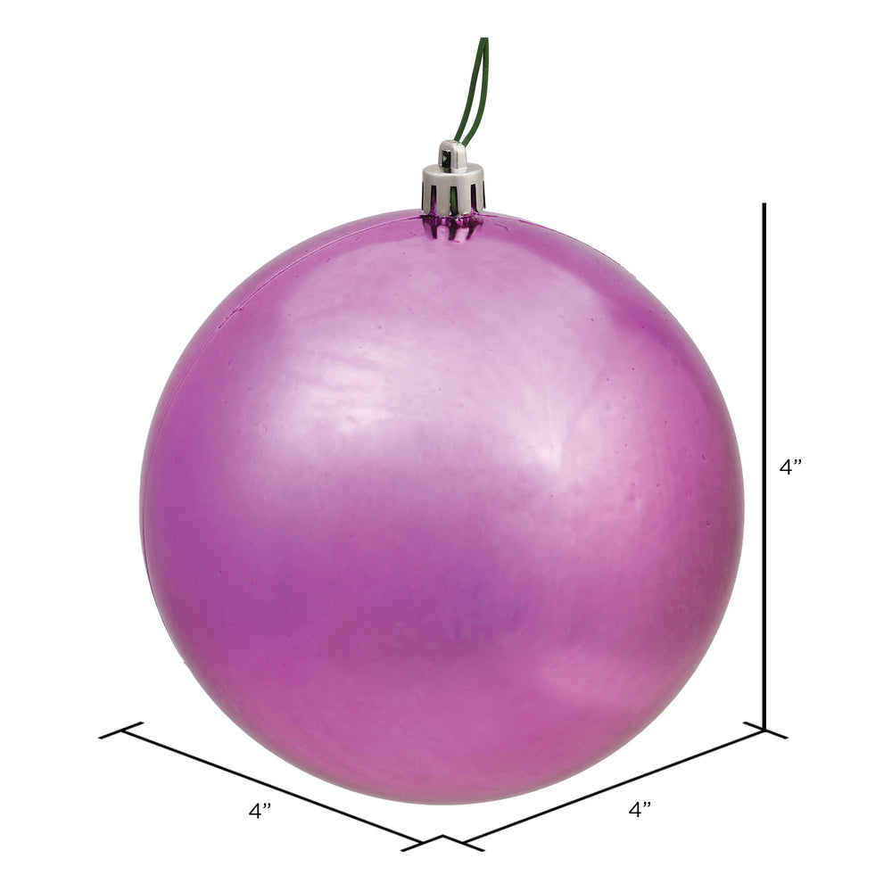 Vickerman 4" Mauve Shiny Ball Ornament 6 per Bag