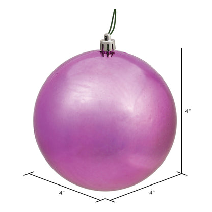 Vickerman 4" Mauve Shiny Ball Ornament 6 per Bag