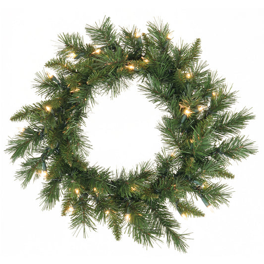 Vickerman 24" Imperial Pine Artificial Christmas Wreath Multi-colored Dura-lit Incandescent Mini Lights