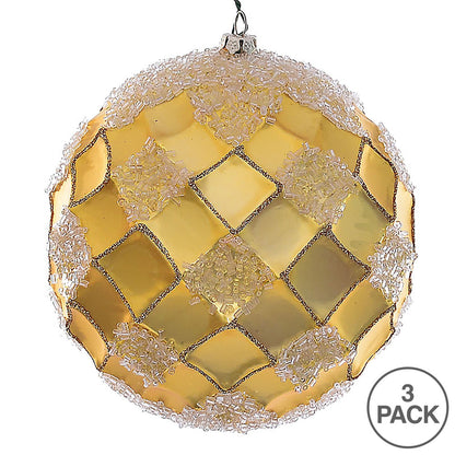 Vickerman 4.75" Gold Net Beaded Ball 3 per Bag