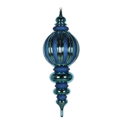 Vickerman 35" Sea Blue Shiny Finial Ornament with Glitter Accents